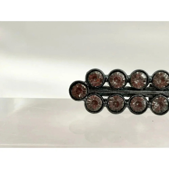 Silver Toned Vintage Rhinestone Classic Elegant Double Row Brooch Pin - Picture 8 of 10